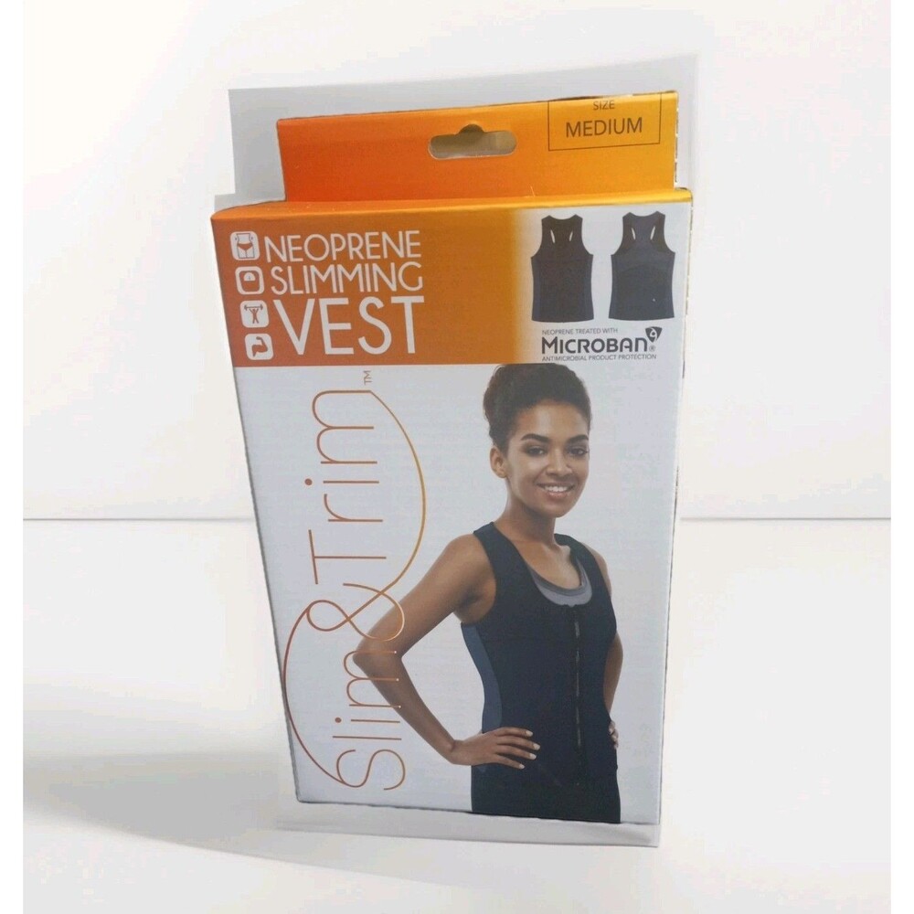 SLIM & TRIM Neoprene Slimming Vest  Medium Navy Microban Large Exercise Workout